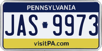 PA license plate JAS9973
