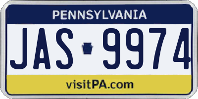 PA license plate JAS9974