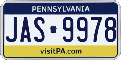 PA license plate JAS9978