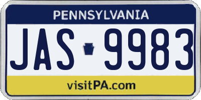 PA license plate JAS9983