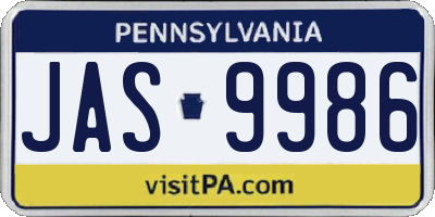 PA license plate JAS9986