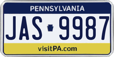 PA license plate JAS9987