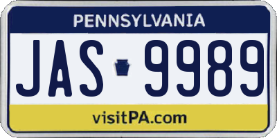 PA license plate JAS9989