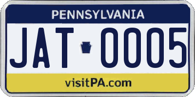 PA license plate JAT0005