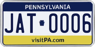 PA license plate JAT0006