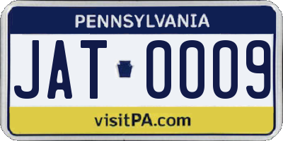 PA license plate JAT0009