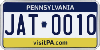 PA license plate JAT0010