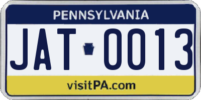 PA license plate JAT0013