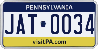 PA license plate JAT0034