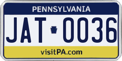PA license plate JAT0036