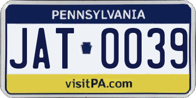PA license plate JAT0039