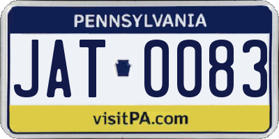 PA license plate JAT0083