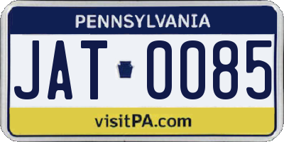 PA license plate JAT0085