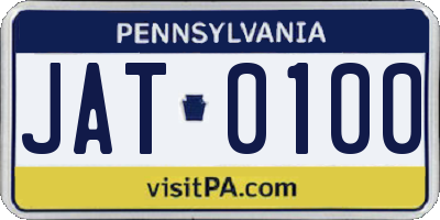 PA license plate JAT0100