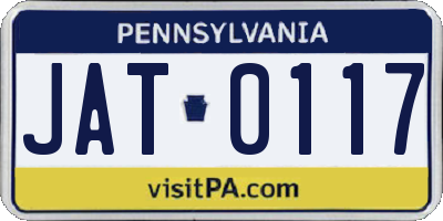 PA license plate JAT0117