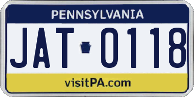 PA license plate JAT0118