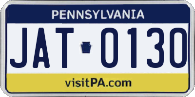 PA license plate JAT0130