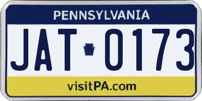 PA license plate JAT0173