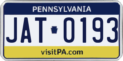 PA license plate JAT0193