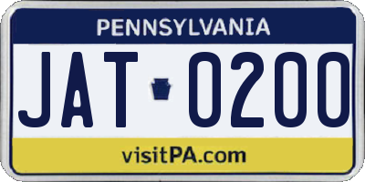 PA license plate JAT0200