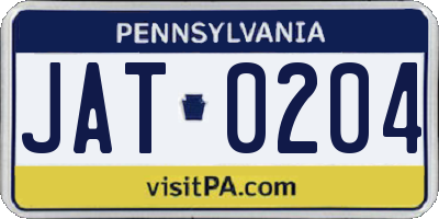 PA license plate JAT0204