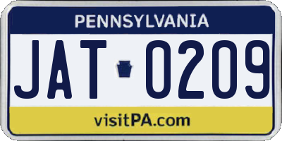 PA license plate JAT0209