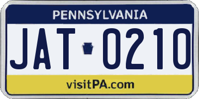 PA license plate JAT0210