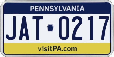 PA license plate JAT0217