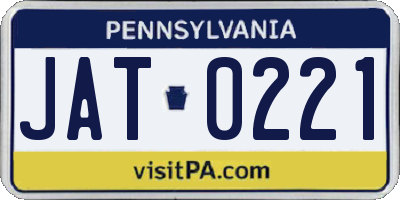 PA license plate JAT0221