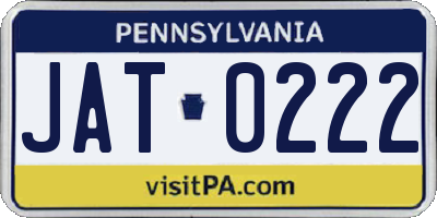 PA license plate JAT0222