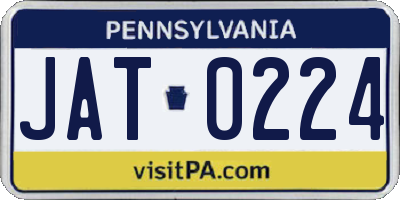 PA license plate JAT0224