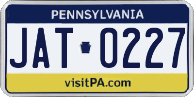 PA license plate JAT0227