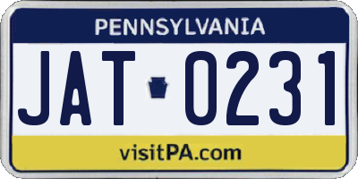 PA license plate JAT0231