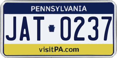 PA license plate JAT0237