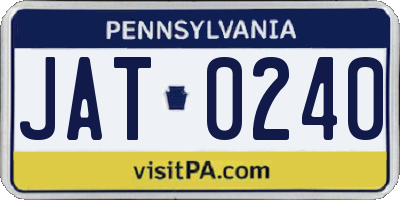 PA license plate JAT0240