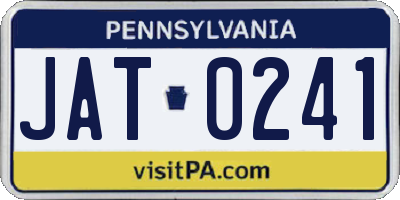 PA license plate JAT0241