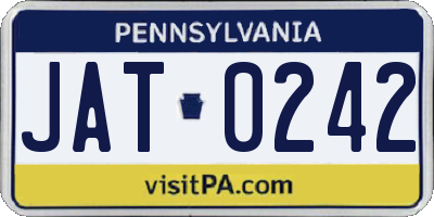 PA license plate JAT0242