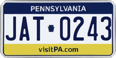 PA license plate JAT0243