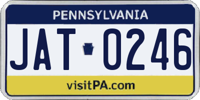 PA license plate JAT0246