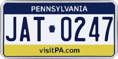 PA license plate JAT0247