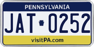 PA license plate JAT0252