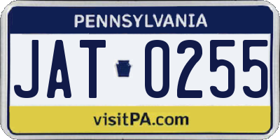 PA license plate JAT0255