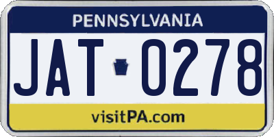 PA license plate JAT0278