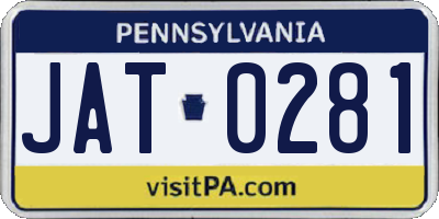 PA license plate JAT0281