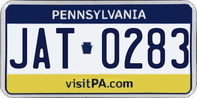 PA license plate JAT0283