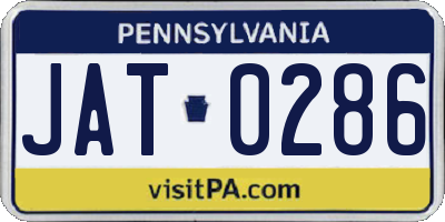PA license plate JAT0286