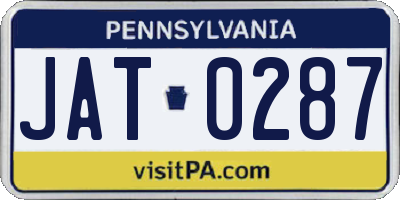 PA license plate JAT0287