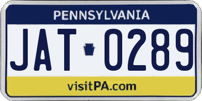 PA license plate JAT0289