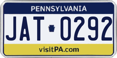 PA license plate JAT0292