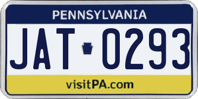 PA license plate JAT0293